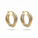 Pendientes de Aro Triple Banda 100% Acero Bañado en Oro 18K