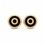 Pendientes Círculos Concéntricos Negros y Dorados 100% Acero Bañado en Oro 18K