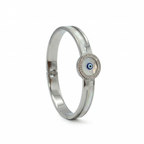 Pulsera Rígida con Ojo Turco y Nácar - 100% Acero Bañado en Rodio