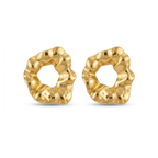 Pendientes de Aro Irregular con Textura Ondulada - 100% Acero Bañado en Oro 18K
