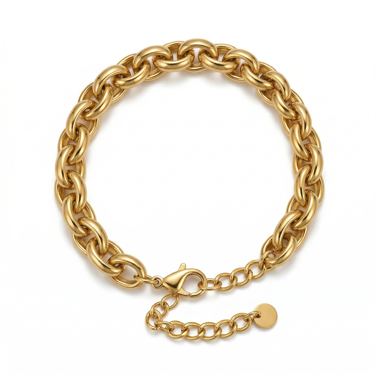 Pulsera de Cadena Gruesa Trenzada 100% Acero Bañado en Oro 18K
