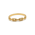 Pulsera Rígida Doble Banda con Charm Cuadrado de Circonitas 100% Acero Bañado en Oro 18K