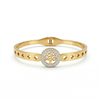 Pulsera Rígida con Árbol de la Vida y Circonitas - 100% Acero Bañado en Oro 18K