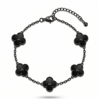 Pulsera Tréboles Negros con Textura - 100% Acero Bañado en Rodio Negro