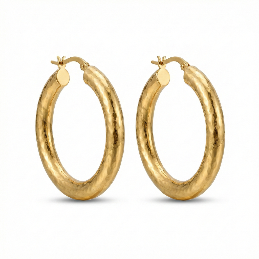 Pendientes de Aro Grabado Griego 100% Acero Bañado en Oro 18K