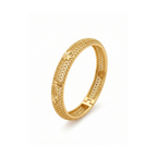 Brazalete Rígido Calado con Diseño Geométrico de Acero Chapado en Oro 18K