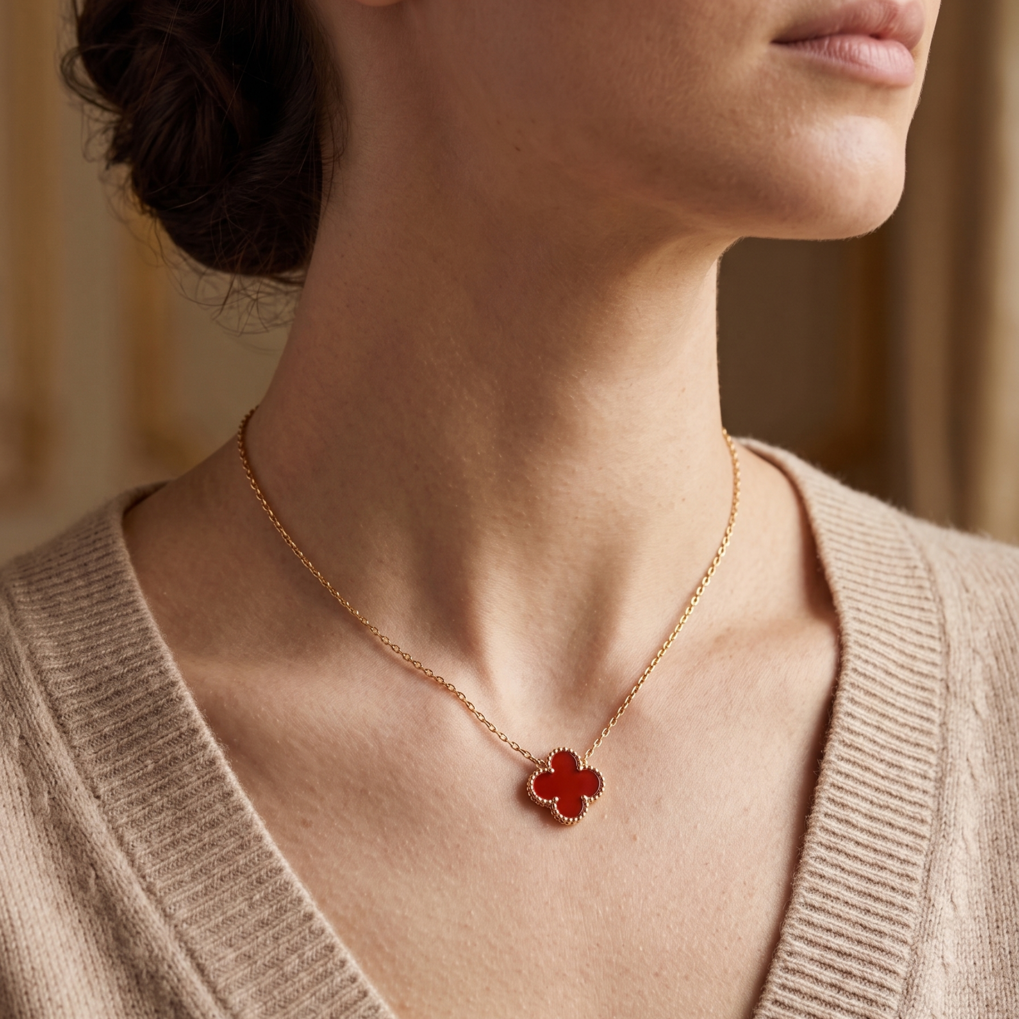 Collar Trèfle Passion en Rojo Carmesí