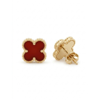 Pendientes Trébol Fortuna en Rojo Terracota & Oro Solaire