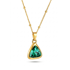 Collar Triángulo con Cristal Esmeralda - Acero Inoxidable Bañado en Oro