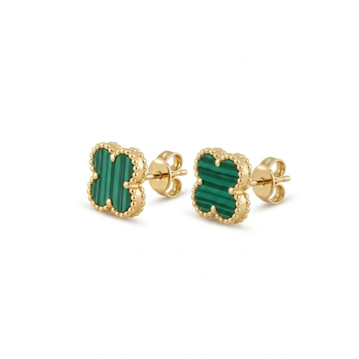 Pendientes Stud Clover Forêt Noble con Textura Ondulada Dorée