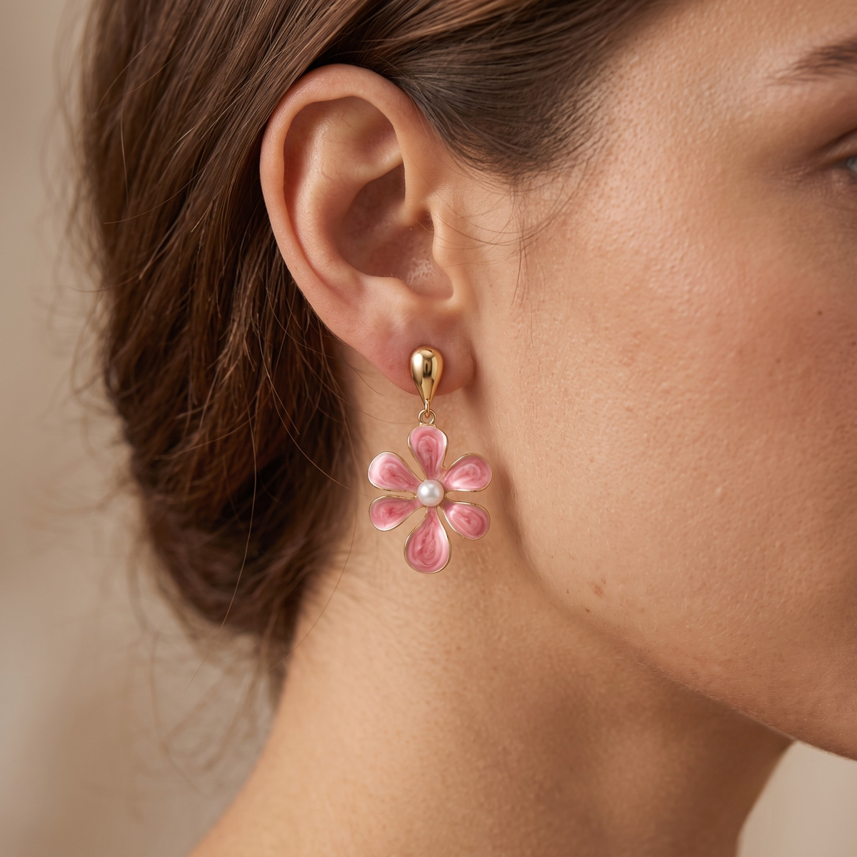 Pendientes Fleur Rose Intense
