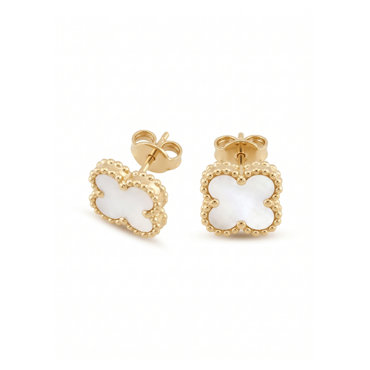 Pendientes de Trébol con Nácar 100% Acero Bañados en Oro de 18K - Elegancia Clásica