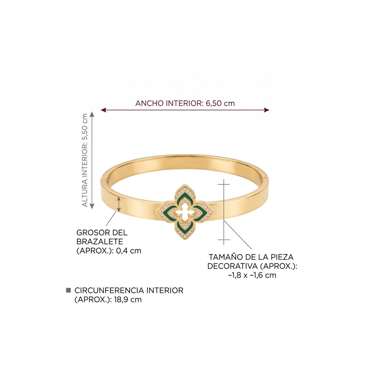Brazalete Rígido Fleur Émeraude & Pavé Royale