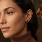 Pendientes Trébol Fortuna en Rojo Terracota & Oro Solaire