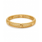 Brazalete Rígido Calado con Diseño Geométrico de Acero Chapado en Oro 18K