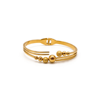 Brazalete Rígido Abierto de Acero Chapado en Oro 18K con Bolas Lisas y Texturizadas
