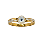Pulsera Rígida con Ojo Turco y Nácar - 100% Acero Bañado en Oro 18K