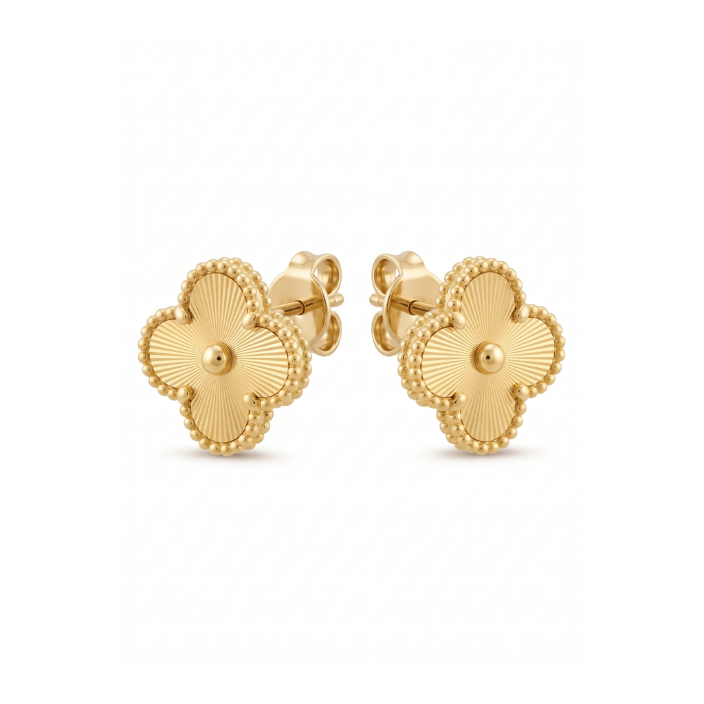 Pendientes de Trébol 100% Acero Bañados en Oro de 18K