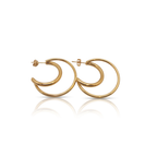 Pendientes de Doble Aro Media Luna 100% Acero Bañado en Oro 18K