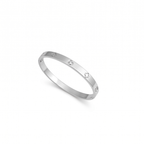 Pulsera Rígida con Circonitas y Detalles de Tornillo 100% Acero Inoxidable Color Plata