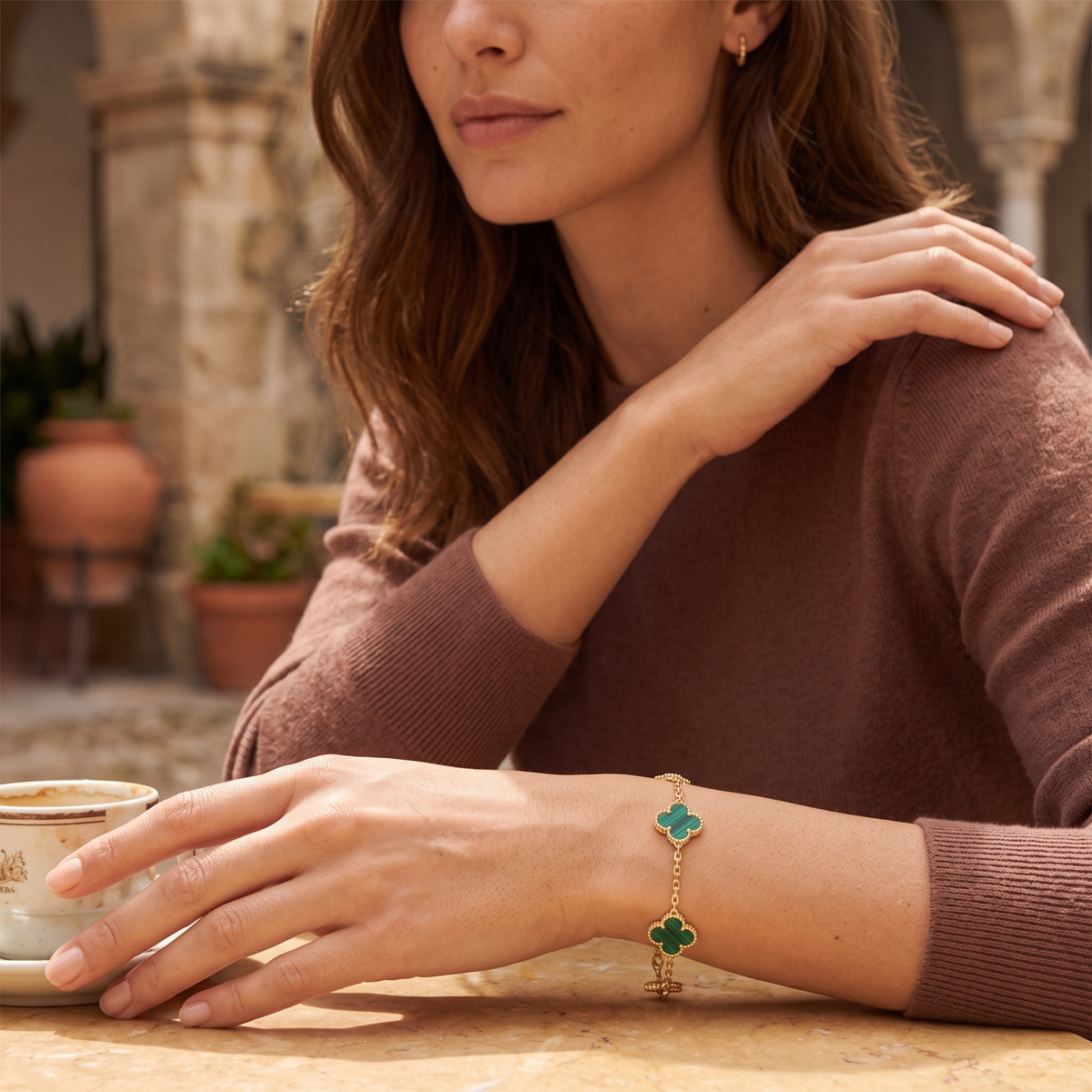 Pulsera Trèfle Émeraude Botanique