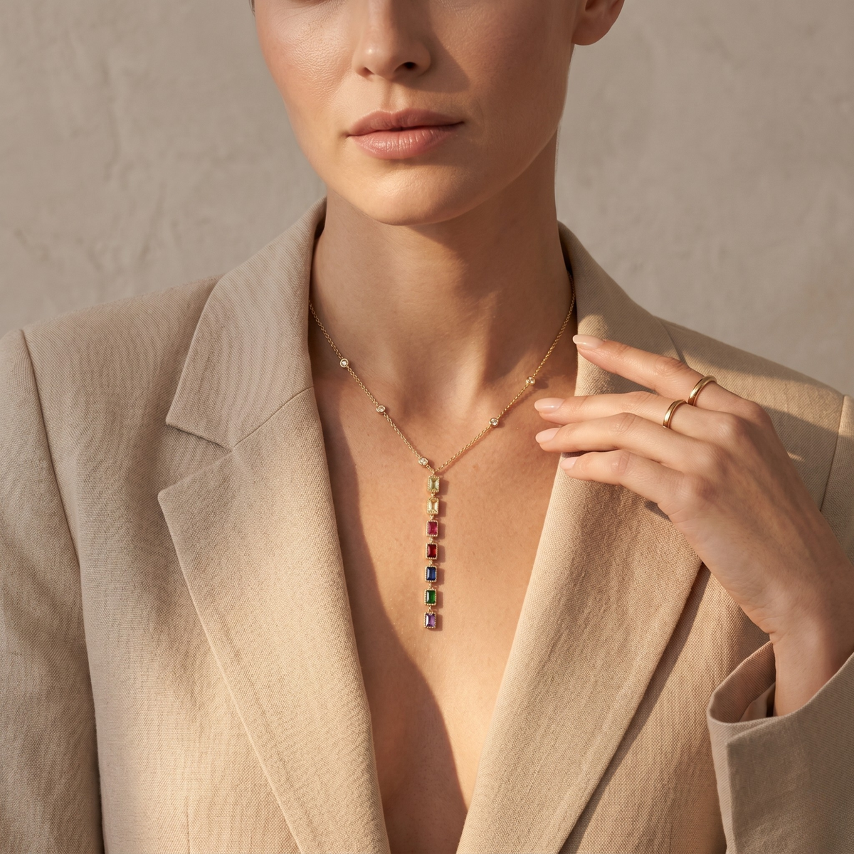 Collar Arc-en-Ciel Geometric Drop