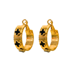 Pendientes de Aro con Detalle de Trébol Negro - 100% Acero Bañado en Oro 18K