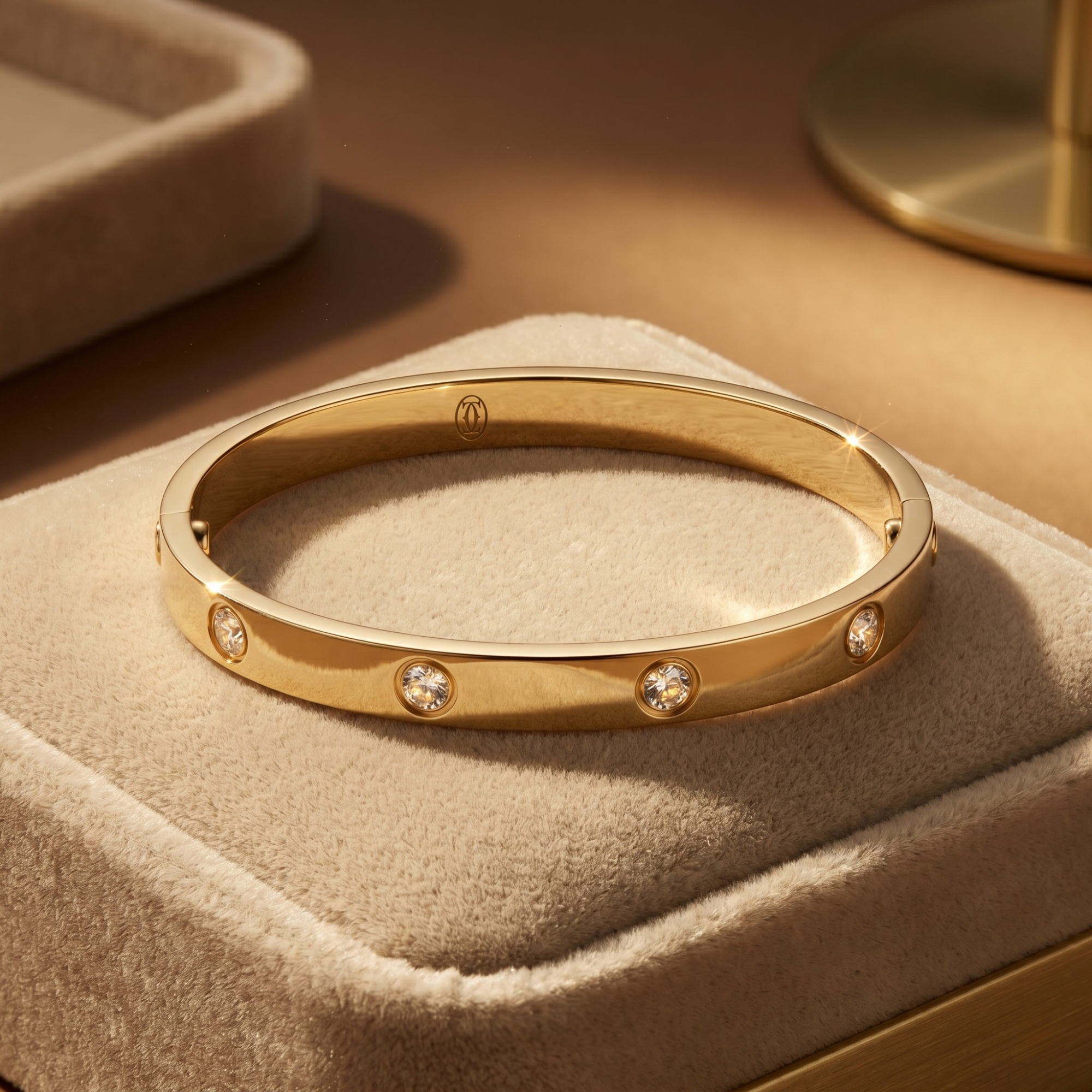 Pulsera Love de Acero Inoxidable Bañada en Oro de 18K (100%) - Diseño con Cristales