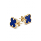 Pendientes Trébol de la Suerte Azul - Acero 100% Bañado en Oro 18K