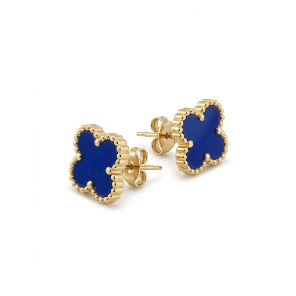 Pendientes Trébol de la Suerte Azul - Acero 100% Bañado en Oro 18K