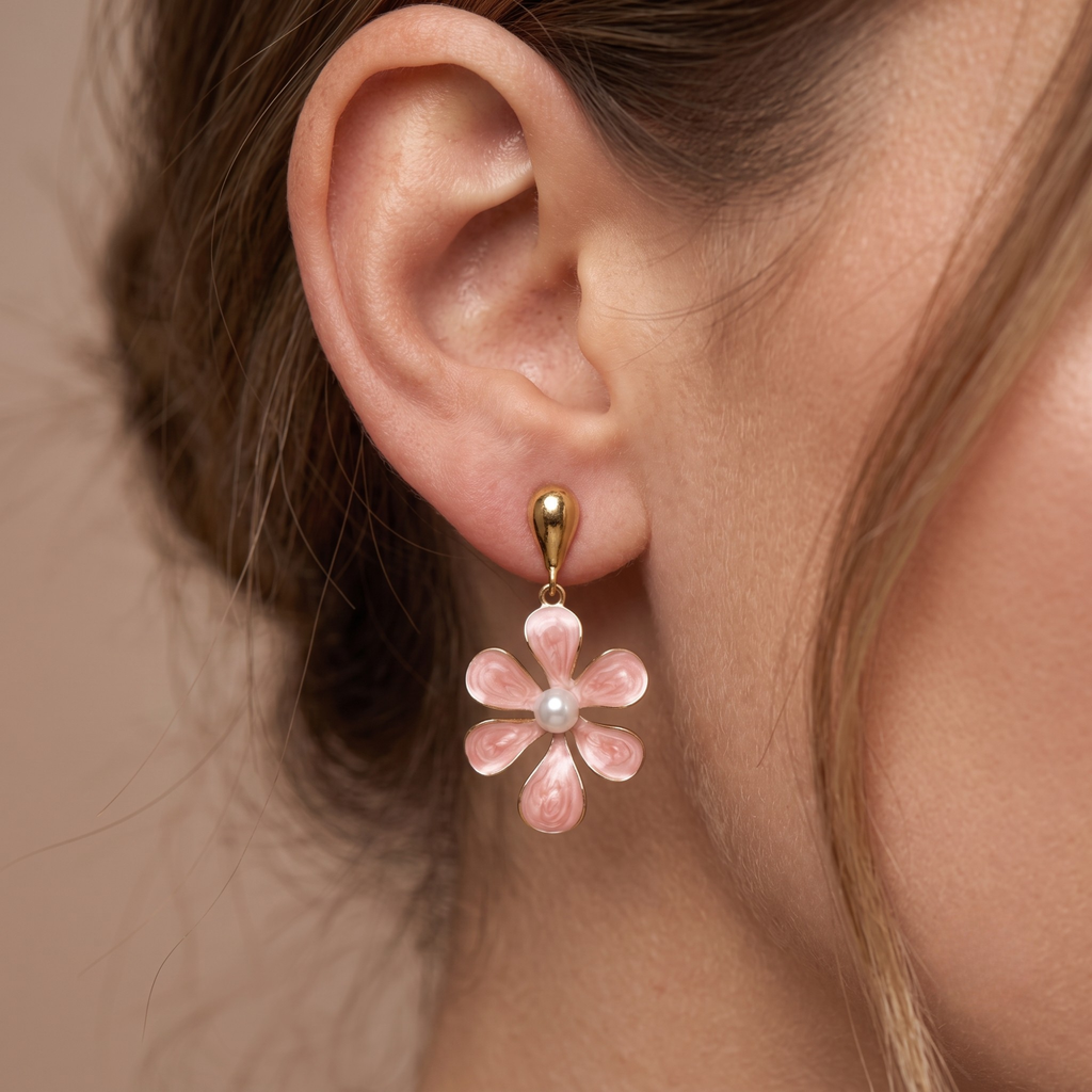 Pendientes Fleur Rose Pearl