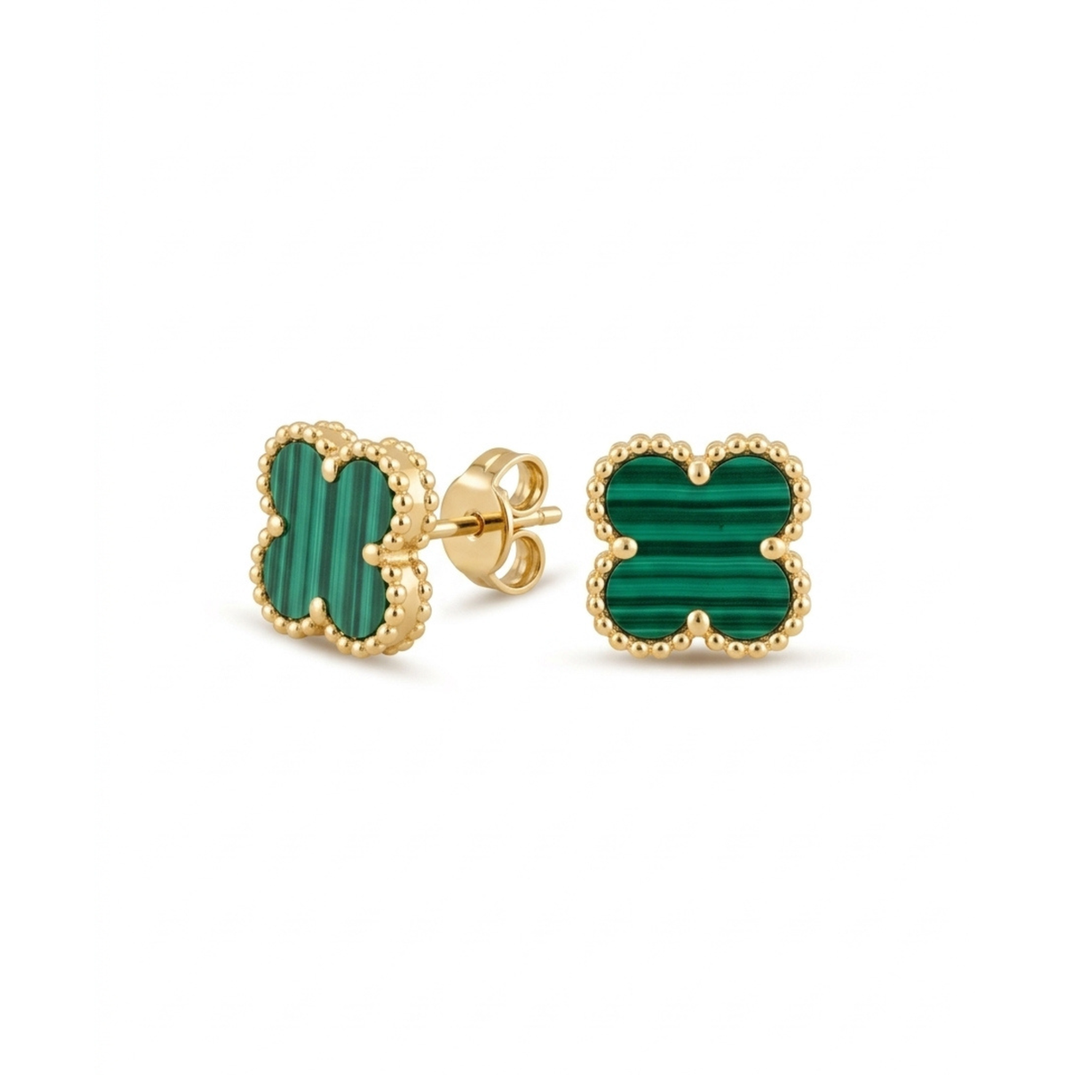 Pendientes Stud Clover Forêt Noble con Textura Ondulada Dorée