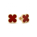 Pendientes Trébol Fortuna en Rojo Terracota & Oro Solaire