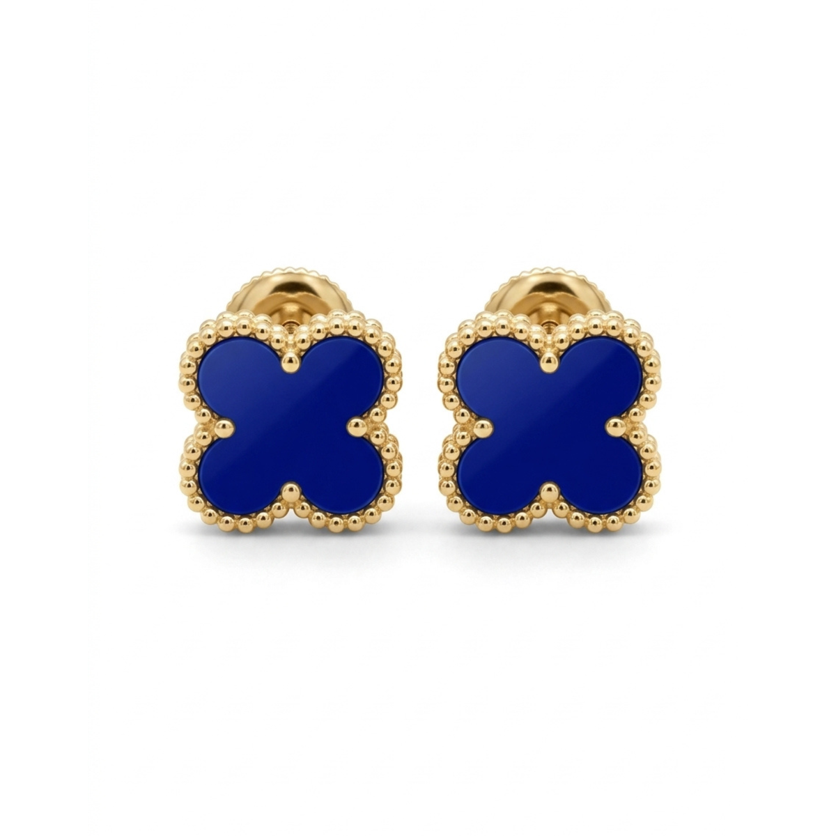 Pendientes Trébol de la Suerte Azul - Acero 100% Bañado en Oro 18K