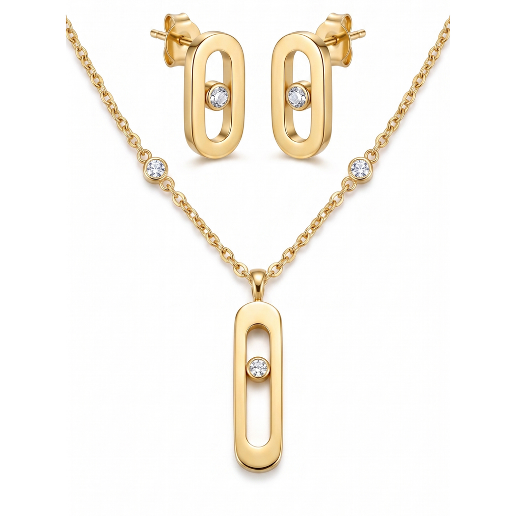 Collar y Pendientes Mouvement & Diamant Doré