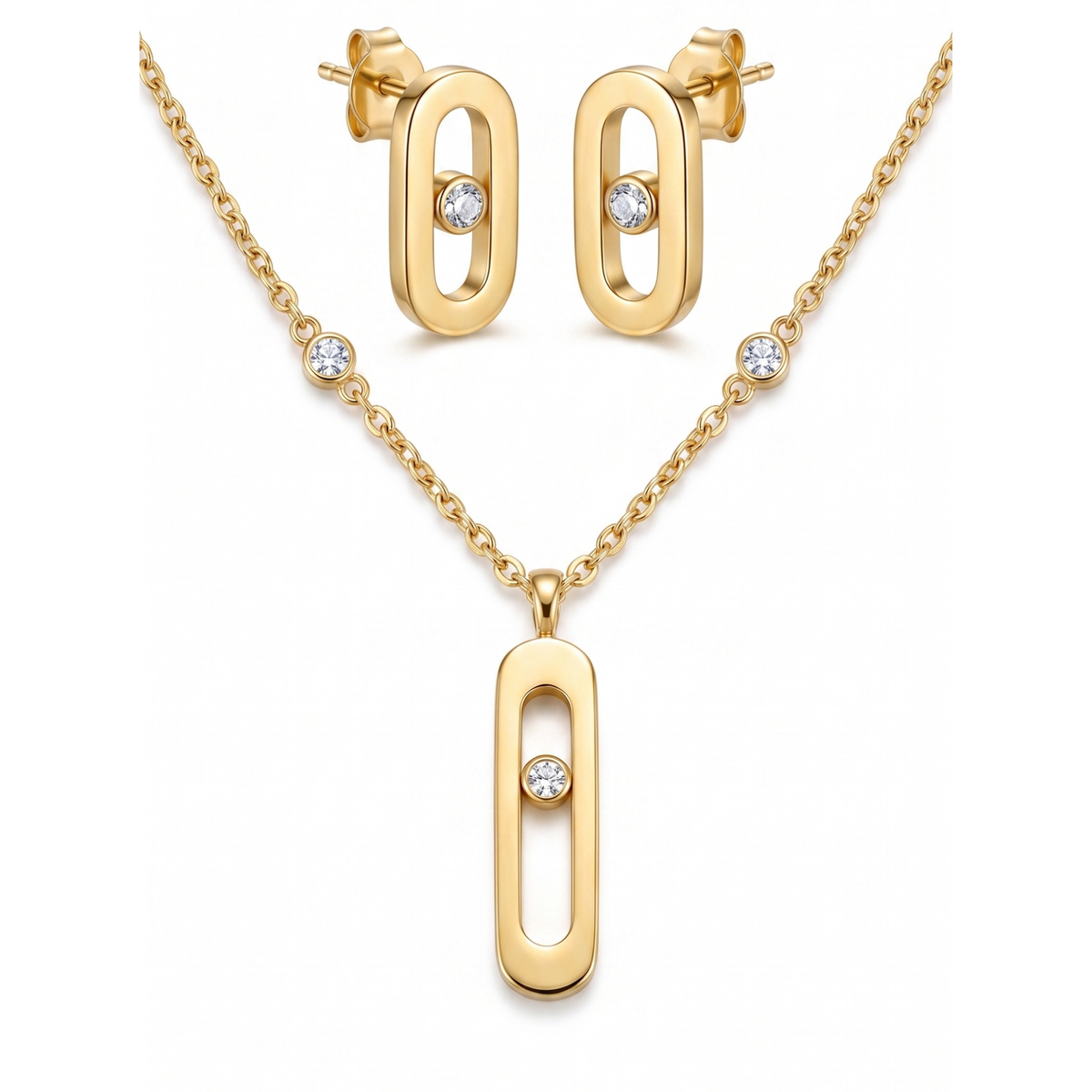 Collar y Pendientes Mouvement & Diamant Doré