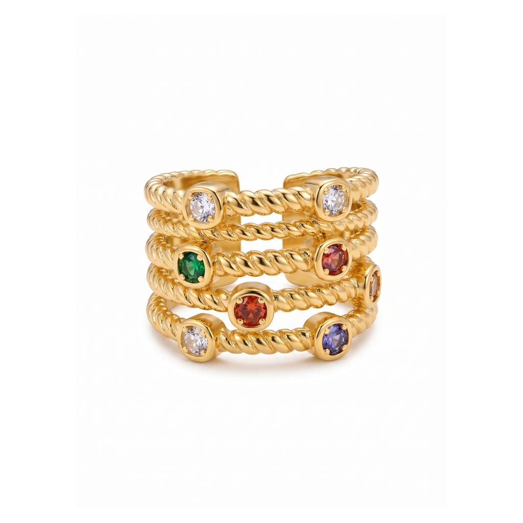 Anillo Twist Bohème con Gemas Infinitas