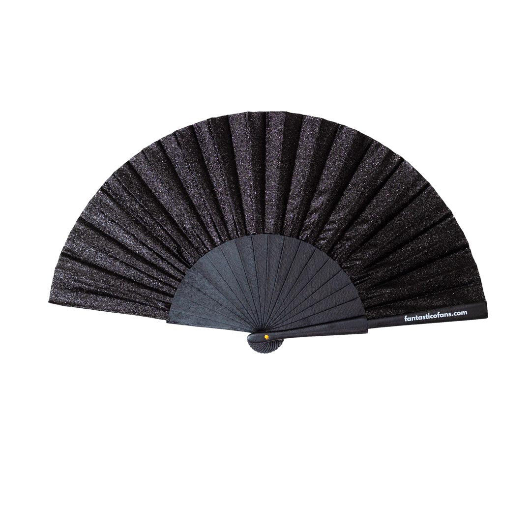 Black Glitter 23cm fan - Nemessis Shop®