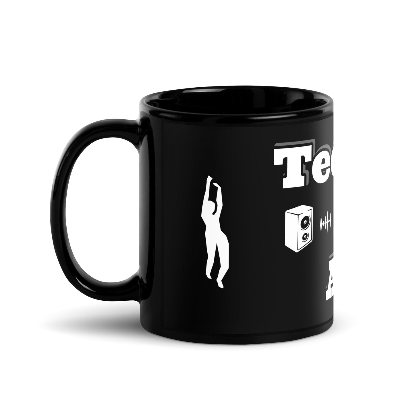 Glossy black mug. Techno is Art