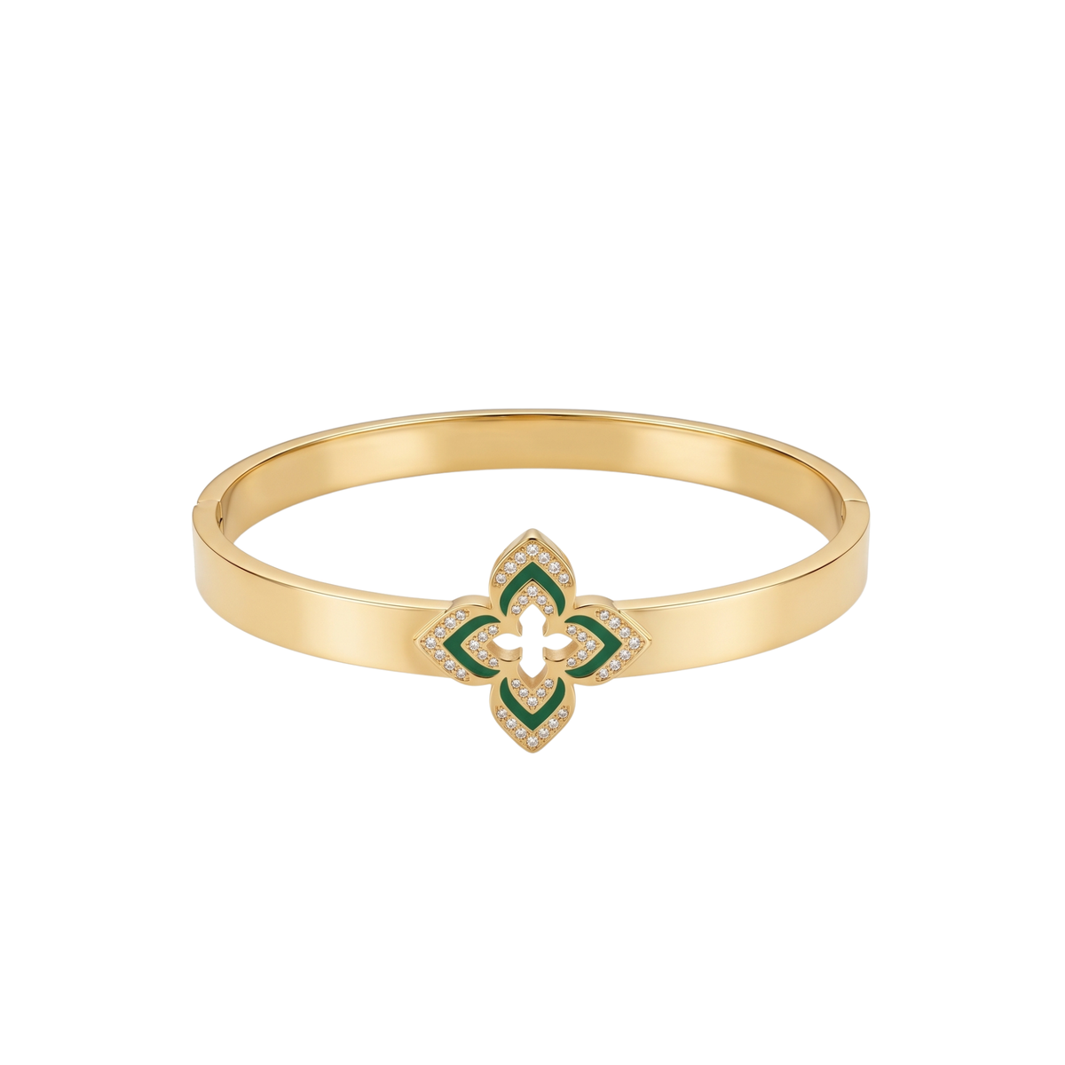 Brazalete Rígido Fleur Émeraude & Pavé Royale