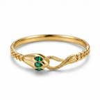 Brazalete Rígido de Serpiente con Cristales Esmeralda – 100% Acero Bañado en Oro 18K