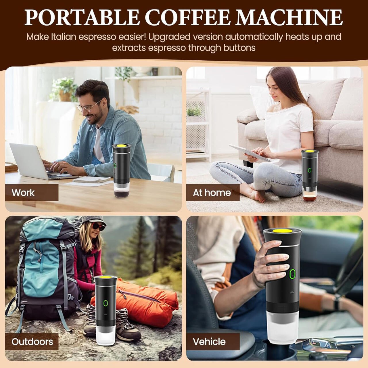 Cafetera Expreso Portátil Capsulas 3 en 1 Compatible con Nespresso Dolce Gusto y Café Molido - Nemessis Shop
