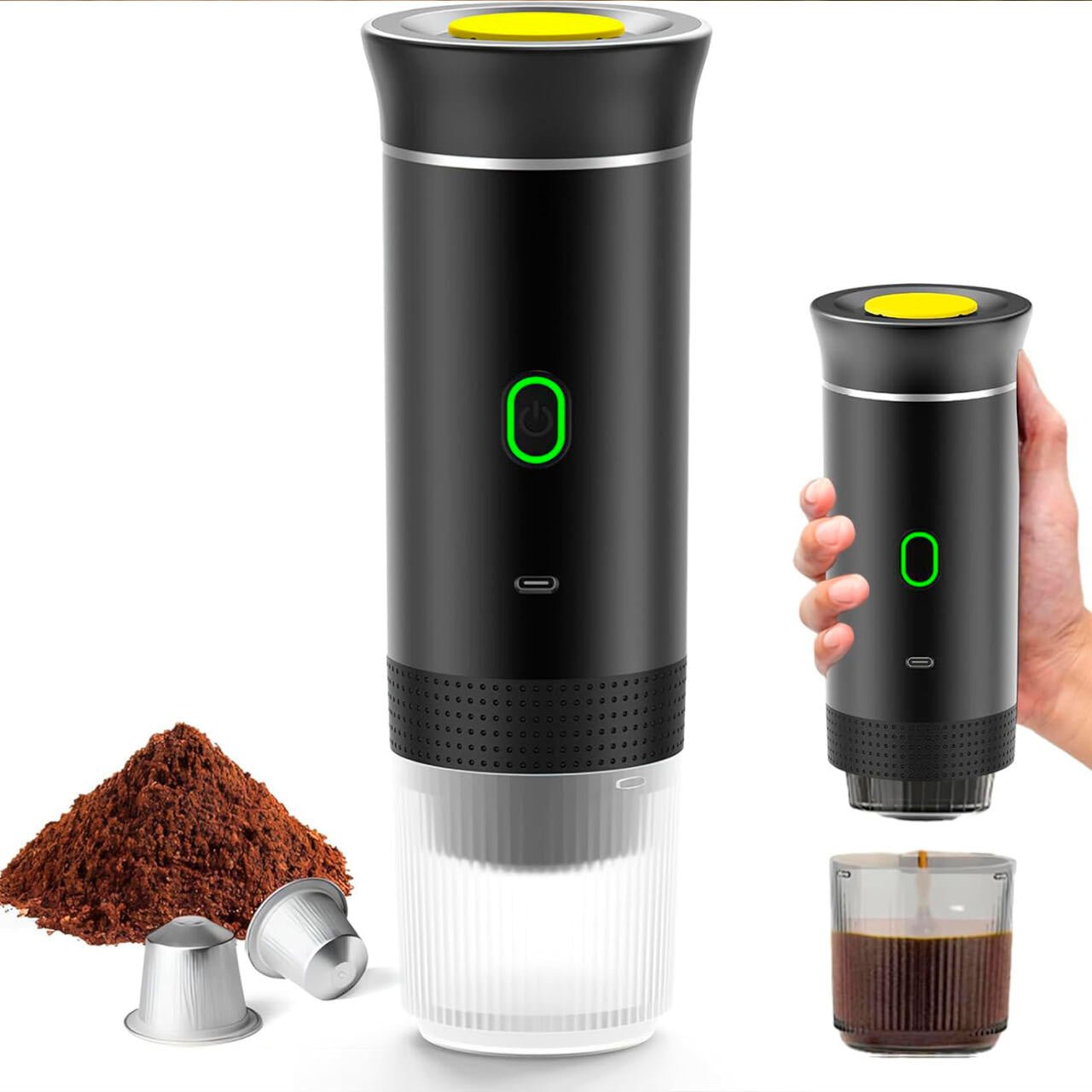 Cafetera Expreso Portátil Capsulas 3 en 1 Compatible con Nespresso Dolce Gusto y Café Molido - Nemessis Shop