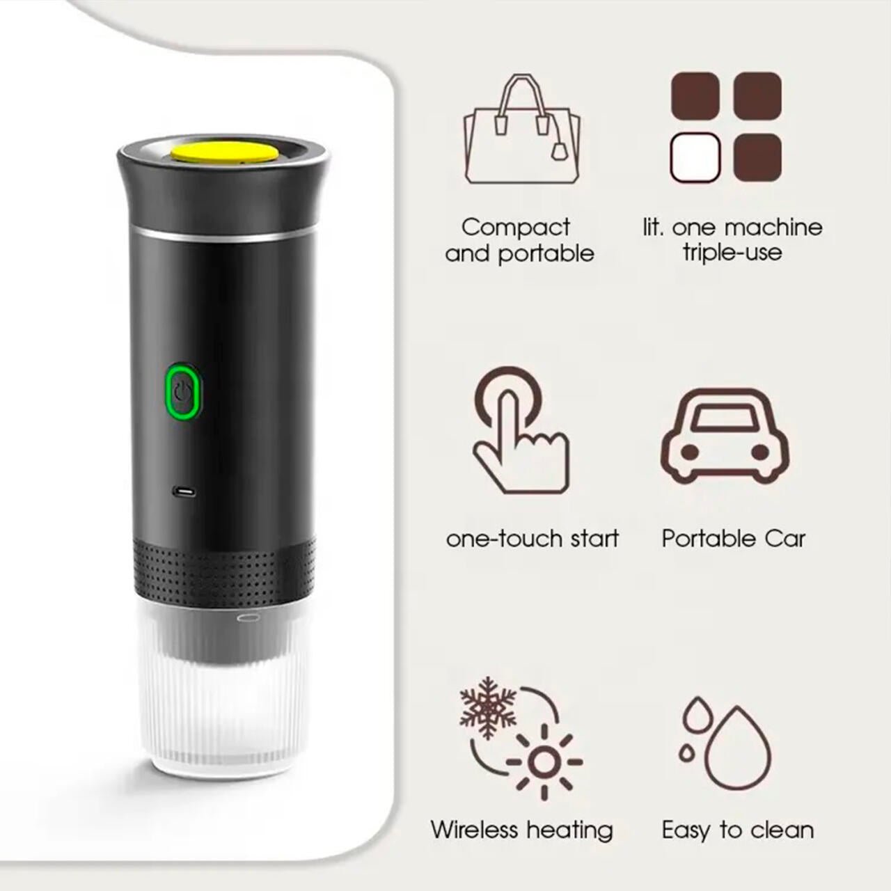 Cafetera Expreso Portátil Capsulas 3 en 1 Compatible con Nespresso Dolce Gusto y Café Molido - Nemessis Shop