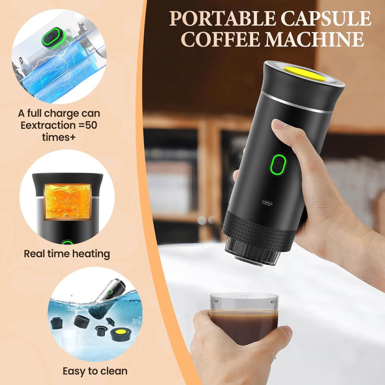 Cafetera Expreso Portátil Capsulas 3 en 1 Compatible con Nespresso Dolce Gusto y Café Molido - Nemessis Shop