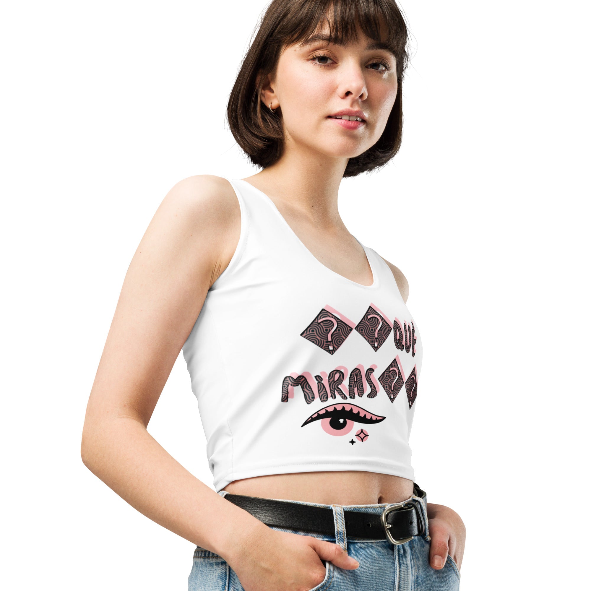 Camiseta corta tirantes. Qué miras - Nemessis Shop