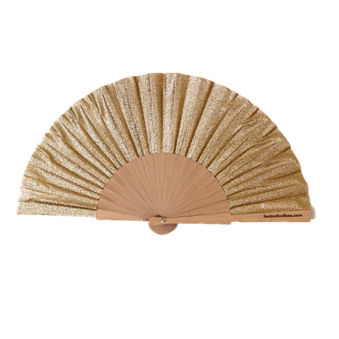 Champagne Gold Glitter 23cm fan - Nemessis Shop®