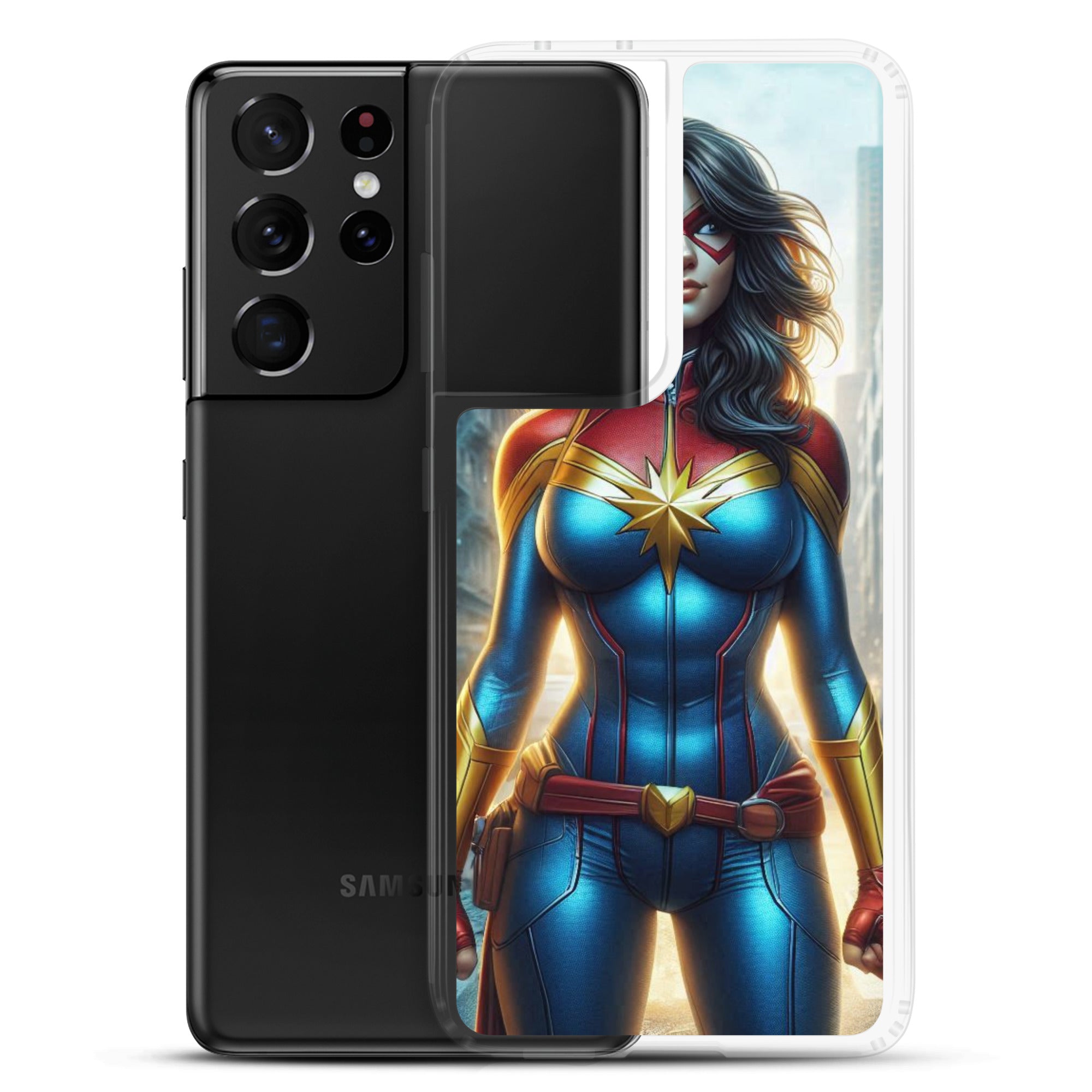 Funda transparente para Samsung®. Diseño IA. Chica Marvel