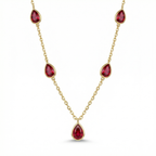 Collar de Eslabones con Piedras en Forma de Gota – 100% Acero Bañado en Oro 18K