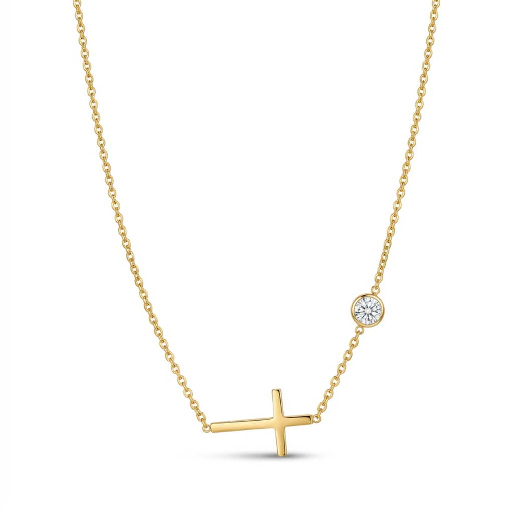 Collar La Croix Latérale Shimmer Solitaire
